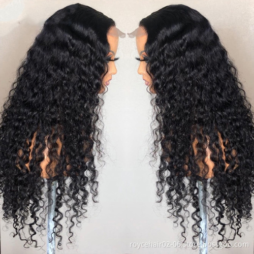 Cheap Human Hair Wig Indian Hair Extension Cuticle Alighned Jerry Curl Virgin Hair Transparent 4x4 Lace Front Wig For Women